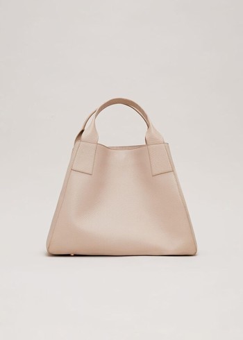 Phase Eight Large Leather Bags Cream USA | 3504286-YR